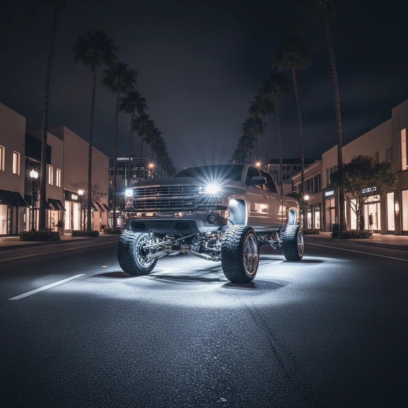 YONEDA 20 Pods White Rock Lights 6000K Ultra Bright LED Neon Underglow Lights IP68 Waterproof for Trucks SUV UTV ATV RZR Car Boats Pickup Motorcycle with 39.37ft Extension Wire - Image 4